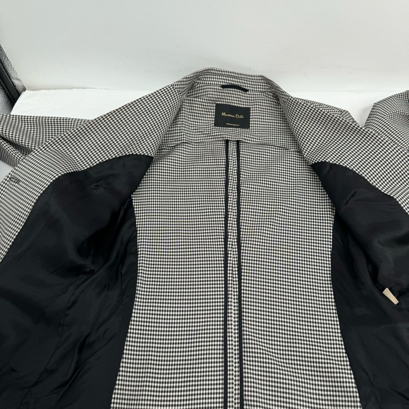 Massimo Dutti Blazer Jacket women’s 8 Black/White check Two button - Picture 6 of 10